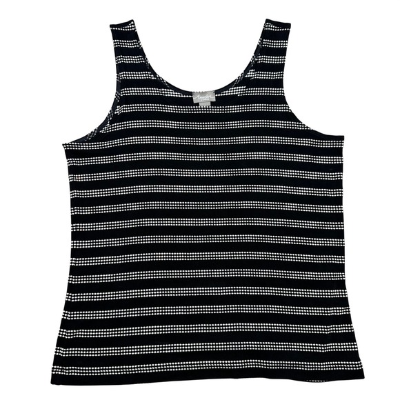 Travelers by Chico's Tops - Chicos Travelers Tank Top Womens‎ 2 L Black White Striped Scoop Neck **READ**